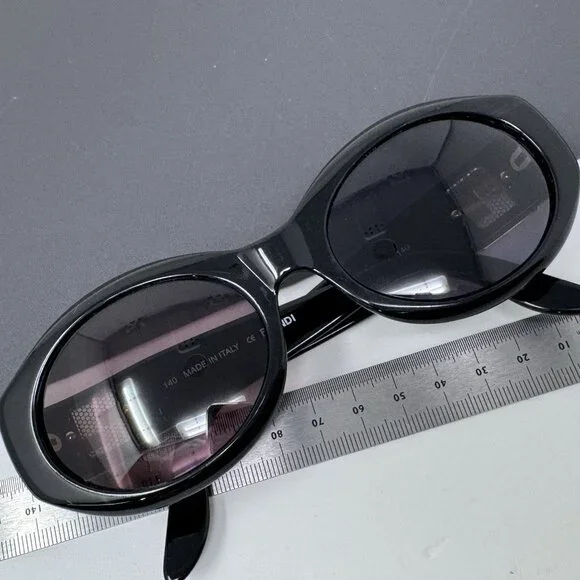 Fendi FS 173 Ebony Oval Black Vintage Side Gold Mesh Sunglasses Frame Only